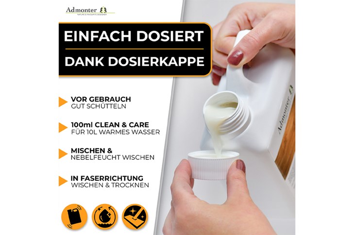 Admonter Parkettpflegemittel Clean & Care weiß 1L 3