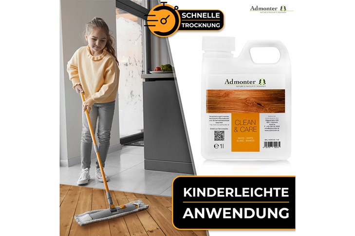 Admonter Parkettpflegemittel Clean & Care weiß 1L 4